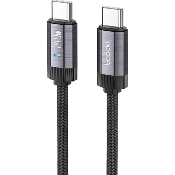 Datový kabel Rychlonabíjecí USB C na USB C kabel 1 m 240W 48V 5A PD3.1 LED světlo duální konektor 480 Mbps datová synchronizace zařízení USB typu C šedá