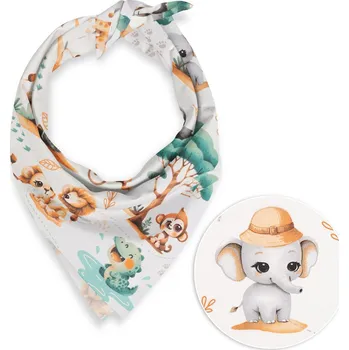 Dětský bavlněný šátek Sandra SA-513 Africká zvířátka na bílém 80 x 80 cm