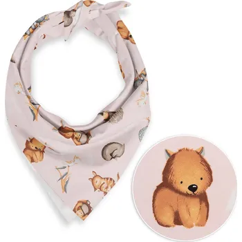 Dětský bavlněný šátek Sandra SA-533 Australská zvířátka na růžovém 80 x 80 cm