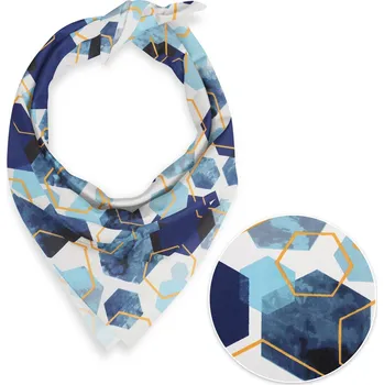 Šátek Bavlněný šátek Sandra SA-574 Modré hexagony na bílém 80 x 80 cm