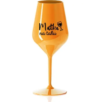 Sklenice MATKA NA TAHU - oranžová nerozbitná sklenička na víno 470 ml