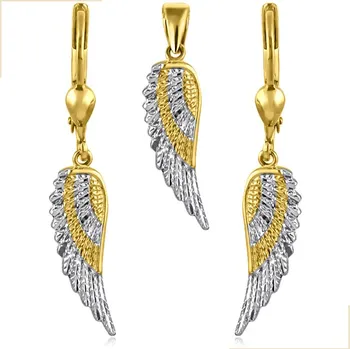 Souprava šperků GEMMAX "" Souprava šperků Andělská křídla - náušnice a přívěsek – zlatý šperk ryzosti 585/1000 v Dárkovém balení s Certifikátem GLSCN-29121-24201-36261