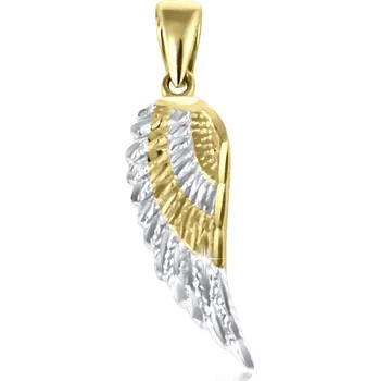 Přívěsek GEMMAX Original – garance kvality Zlatý přívěsek Andělské křídlo, žluto-bílé zlato – zlatý šperk ryzosti 585/1000 v Dárkovém balení s Certifikátem GUPCN-24201