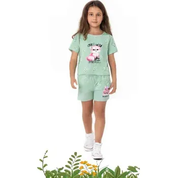 Dívčí oblečení DÍVČÍ PYŽAMO/ LETNÍ KOMPLET LIŠKA MP5875 VELIKOSTI 98-128 Velikost: 116, Barva: Zelinkavá