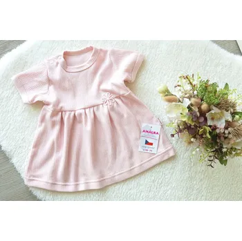 Dívčí šaty AMÁLKA Letní šaty jemný ažurový vzor, světle pudrové Velikost: 68-74