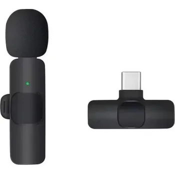 Mikrofon Bezdrátový klopový mikrofon s konektorem USB C s funkcí automatického párování inteligentním potlačením šumu a snadným ovládáním