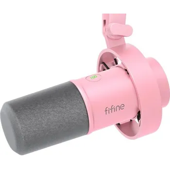 Mikrofon Dynamický mikrofon FIFINE K688 USB a XLR výstup Monitoring 3,5mm Gain ovládání Dotykové ztlumení Shock mount Vokální nahrávání Stream růžová