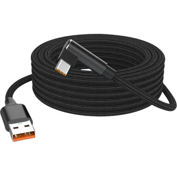 Datový kabel Rychlonabíjecí kabel USB A na USB C 8 m koleno 90 stupňů 6A Typ-C nabíjecí a datový kabel synchronizace a nabíjení telefon tablet zařízení černá