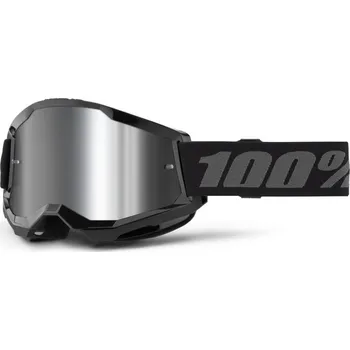 Motocyklové brýle Brýle - 100% Strata 2 (zrcadlové sklo) - Černá