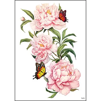 Odstranitelné tetování Dočasné voděodolné tetování -Květy, motýl - T-271