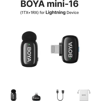 Mikrofon Bezdrátový klopový mikrofon BOYA mini Lightning pro iPhone 100 m dosah 30 h výdrž DSP potlačení šumu Nabíjecí pouzdro Lehký a přenosný
