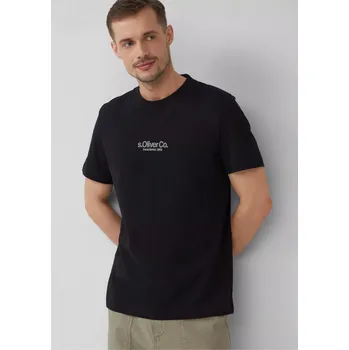 Pánské tričko s.Oliver pánské triko s nápisem krátký rukáv černé Velikost: M