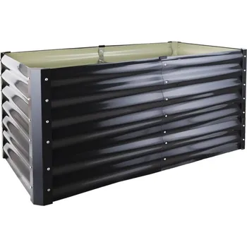 Vyvýšený záhon Záhon vyvýšený ocelový hranatý 120x60x60cm šedý - antracit GARDENKUS