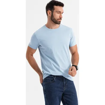 Pánské klasické bavlněné tričko BASIC - světle modré V19 OM-TSBS-0236 - XL