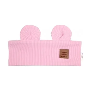 Kojenecké oblečení Čelenka Teddy s oušky pro děti Hand Made - růžová; 68-80 (6-12m)