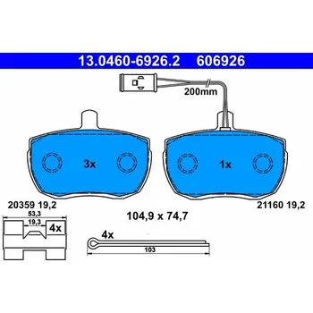 Brzdová destička Sada brzdových destiček, kotoučová brzda ATE 13.0460-6926.2