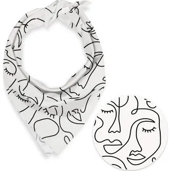 Bavlněný šátek Sandra SA-570 Abstraktní tváře na bílém 70 x 70 cm