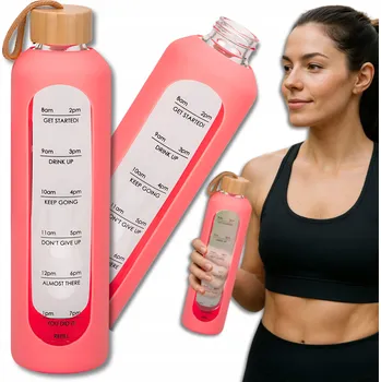 Skleněná motivační láhev 1000 ml lahev na pití vzduchotěsná TRESSARI na vodu BPA FREE