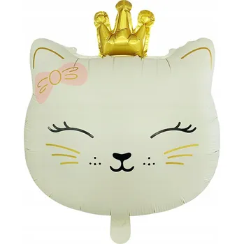 Balónek Fóliový balónek ve tvaru kočičí hlavy s korunkou