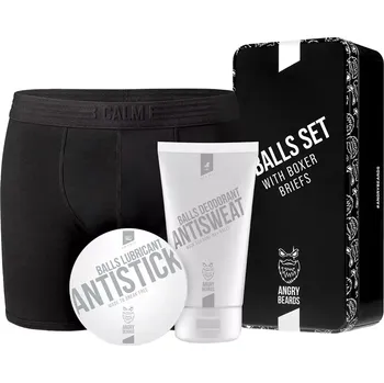 Kosmetická sada Angry Beards Balls Set with Boxer Briefs - Dárková sada s boxerkami, deodorantem a lubrikantem na koule XL