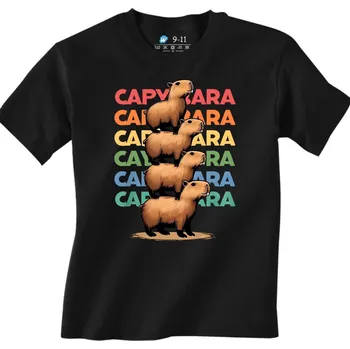 Chlapecké tričko Dětské tričko Hromada Kapybar Kapybara Capybara (Velikost: 3-4, Barva: Černá)