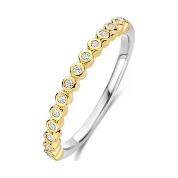 Prsten Zlacený prsten TI SENTO se zirkony 12364ZY/56