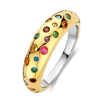 Prsten Zlacený prsten TI SENTO s barevnými krystaly 12363MC/56