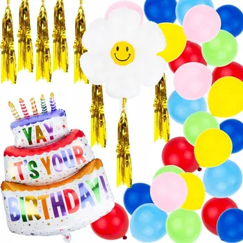 Balónek Balónková girlanda z balónků SADA fóliových balónků DORT KVĚTINA NAROZENINOVÁ TŘÁSŇOVÁ OZDOBA