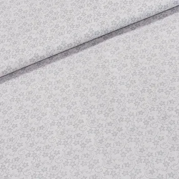 Bavlněné plátno POLO popínavé květinky na světle šedé, š.140cm (látka v metráži)
