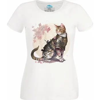 Dámské tričko Dámské tričko Bengálská Kočka Samuraj (Velikost: L, Barva: Bílá)