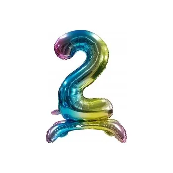 Balónek Fóliový Balónek Číslice "2" Duhový Stojící (80 cm)