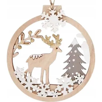 Vánoční dekorace DŘEVĚNÝ VÁNOČNÍ ZÁVĚS NA STROMEČEK PR. 11 CM