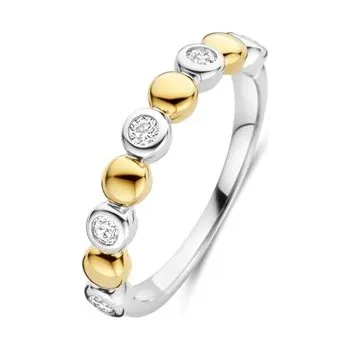 Prsten Prsten TI SENTO se zlacením a zirkony 12365ZY/56