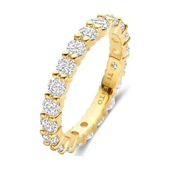 Prsten Zlacený prsten TI SENTO se zirkony 12372ZY/56