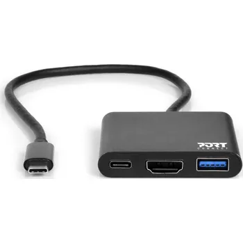 NoName PORT CONNECT USB-C HUB, HDMI 1X 4K + USB-A + USB-C, černý 900140