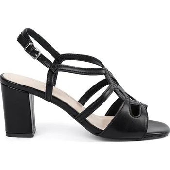 Dámské sandále Černé dámské sandály na podpatku, podpatek 7,5 cm SK884B Velikost: 36