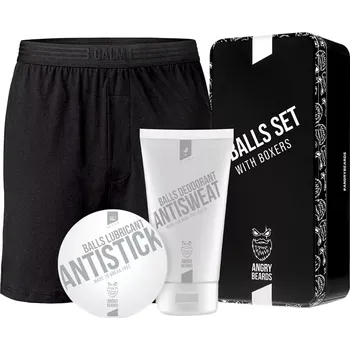 Kosmetická sada Angry Beards Balls Set with Boxers - Dárková sada s volnými trenkami, deodorantem a lubrikantem na koule S