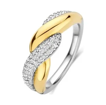 Prsten Zlacený prsten TI SENTO se zirkony 12370ZY/56