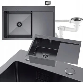 Granitový dřez Jednokomorový dřez VELAZO. ocel šedý