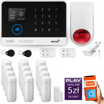 Sada domovního alarmu Bezdrátový alarm GSM + WiFi s aplikací TUYA, sada, HUXGO HXA003