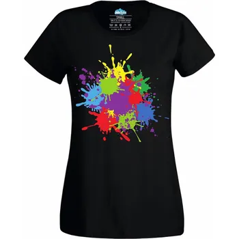 Dámské tričko Výbuch barev Color Splash (Velikost: 4XL, Barva: Černá)