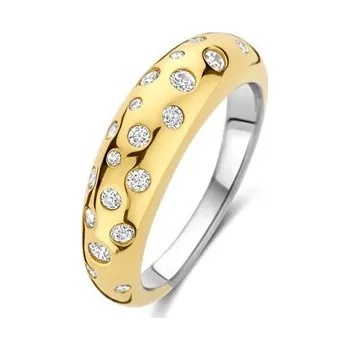 Prsten Zlacený prsten TI SENTO se zirkony 12363ZY/56