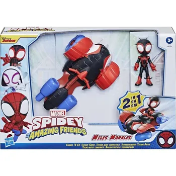 Figurka Spidey a úžasní přátelé - Vozidlo Techno-Racer 2v1 + Figurka 10 cm Miles Morales: Spider-Man F1945