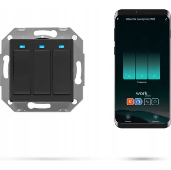 vypínač Trojitý vypínač Tuya WiFi řady Frame, 3 tlačítka, černý