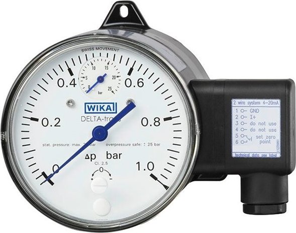 WIKA - Ursula Wiegand Ges.m.b.H. diferenční manometr DPGT40 0/1bar, 2xG1/4" vnitřní, spodní přip., výstup 4/20mA