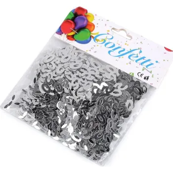 Konfeta Konfety čísla 30; 40; 50; 60 - na párty, narozeninové oslavy - (50) stříbrná