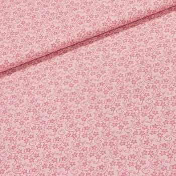 Bavlněné plátno POLO popínavé květinky na světle růžové, š.140cm (látka v metráži)