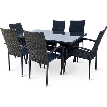 Zahradní sestava NOELA Set zahradního nábytku ratanový HAITI 1 stůl + 6 židlí