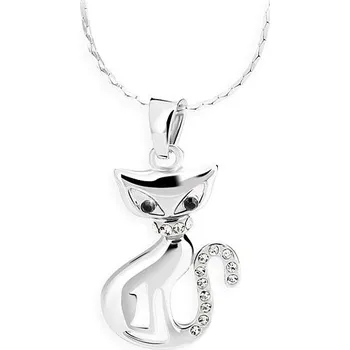 Náramek JSB Bijoux Kočka s křišťálovými kameny Swarovski® (bílá)