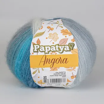 Příze Vlnika Pletací příze PAPATYA ANGORA 556-83 modro-šedý melír